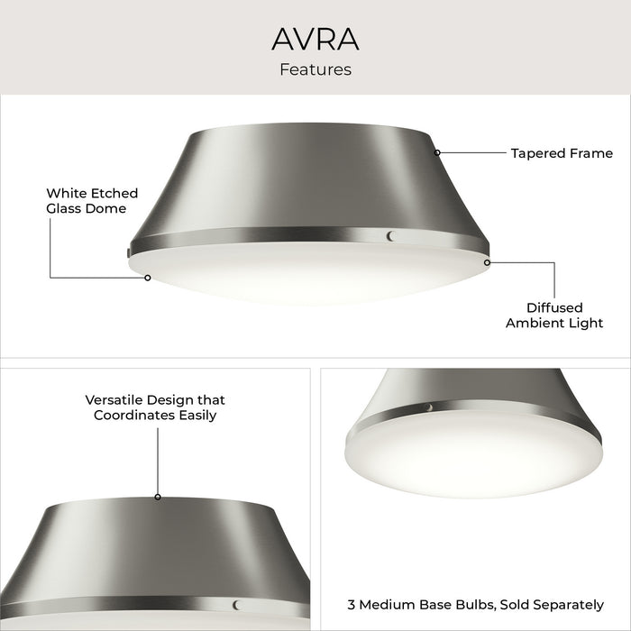Progress Lighting - P350306-009 - Three Light Flush Mount - Avra - Brushed Nickel