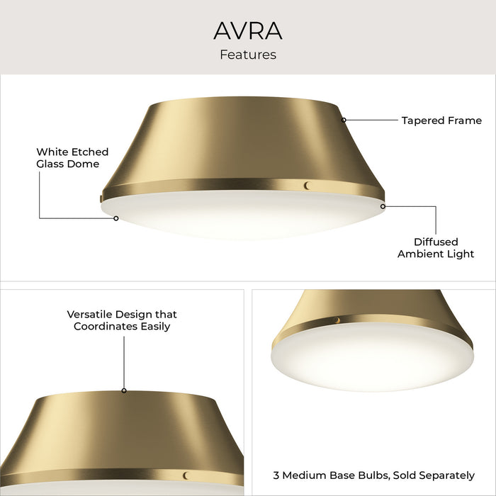 Progress Lighting - P350306-191 - Three Light Flush Mount - Avra - Brushed Gold