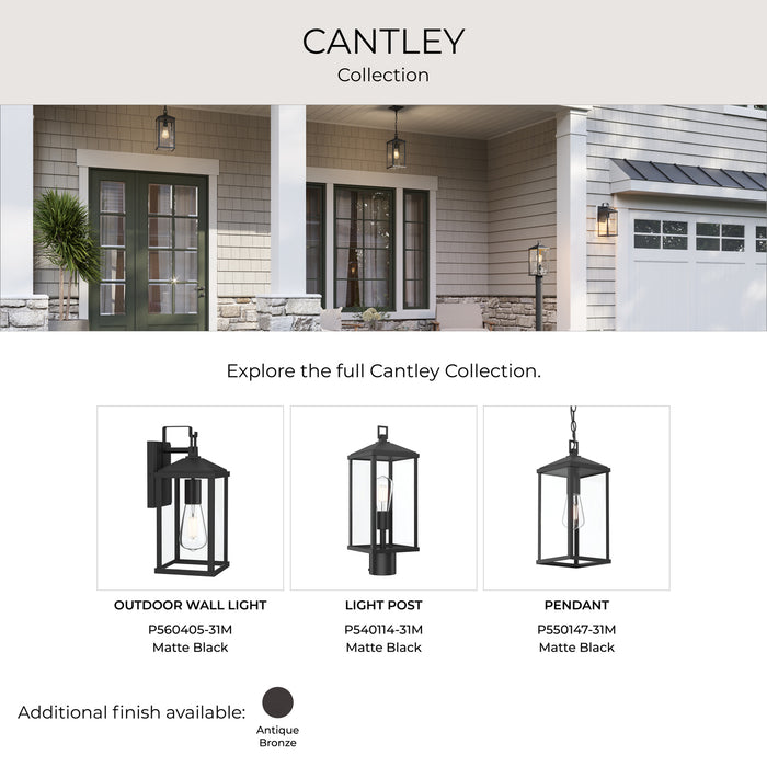 Progress Lighting - P560405-31M - One Light Outdoor Wall Mount - Cantley - Matte Black