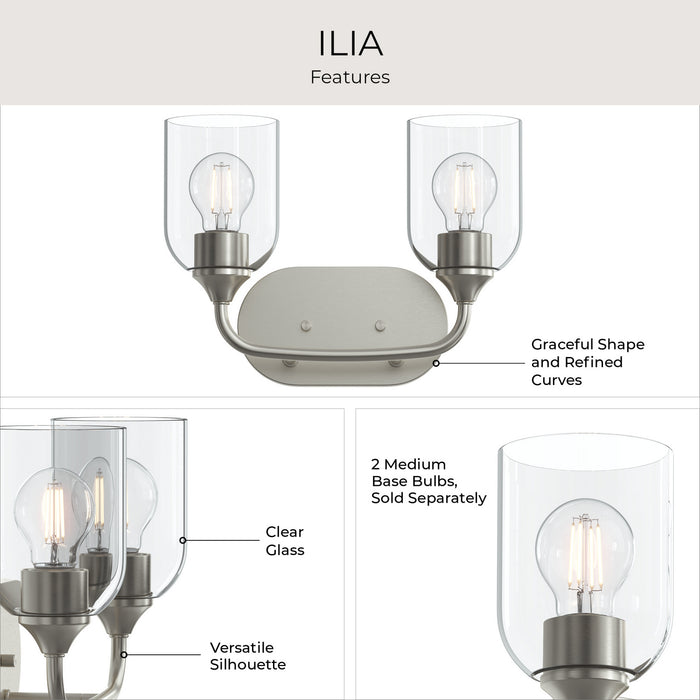 Progress Lighting - P300572-009 - Two Light Bath Vanity - Ilia - Brushed Nickel