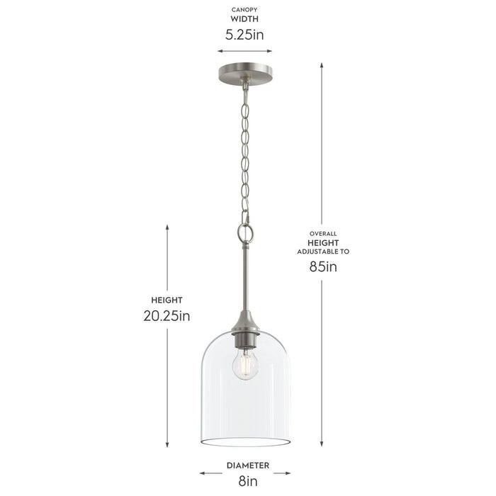Progress Lighting - P500514-009 - One Light Pendant - Ilia - Brushed Nickel