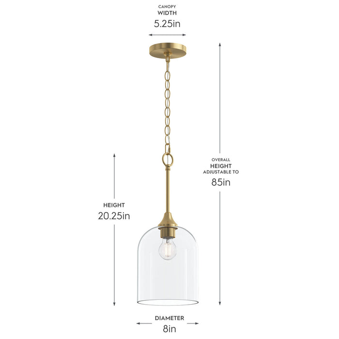Progress Lighting - P500514-191 - One Light Pendant - Ilia - Brushed Gold