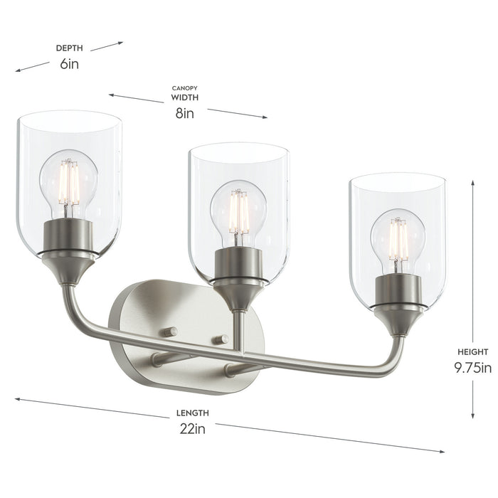 Progress Lighting - P300573-009 - Three Light Bath Vanity - Ilia - Brushed Nickel