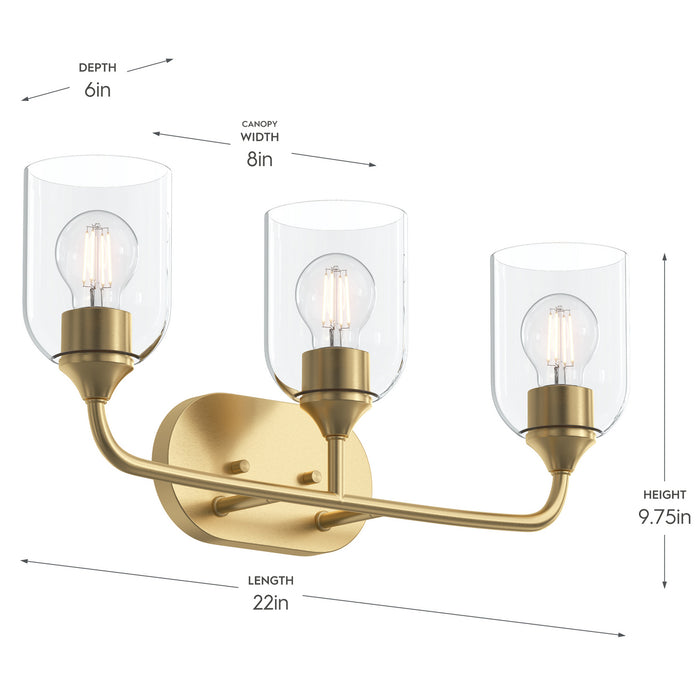 Progress Lighting - P300573-191 - Three Light Bath Vanity - Ilia - Brushed Gold