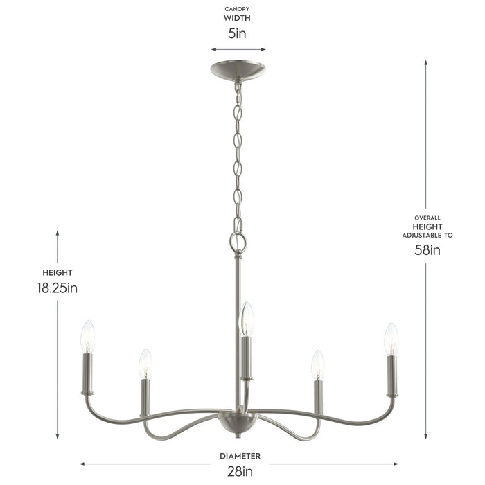 Progress Lighting - P400462-009 - Five Light Chandelier - Ilia - Brushed Nickel