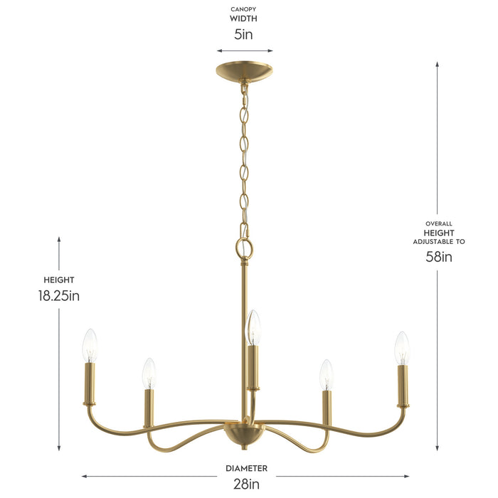 Progress Lighting - P400462-191 - Five Light Chandelier - Ilia - Brushed Gold