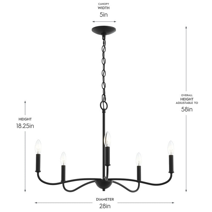 Progress Lighting - P400462-31M - Five Light Chandelier - Ilia - Matte Black