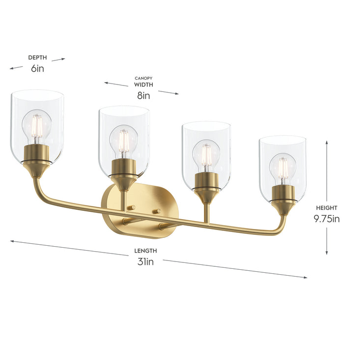 Progress Lighting - P300574-191 - Four Light Bath Vanity - Ilia - Brushed Gold