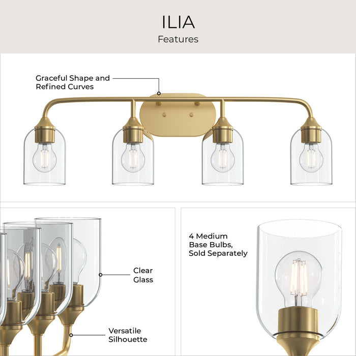 Progress Lighting - P300574-191 - Four Light Bath Vanity - Ilia - Brushed Gold