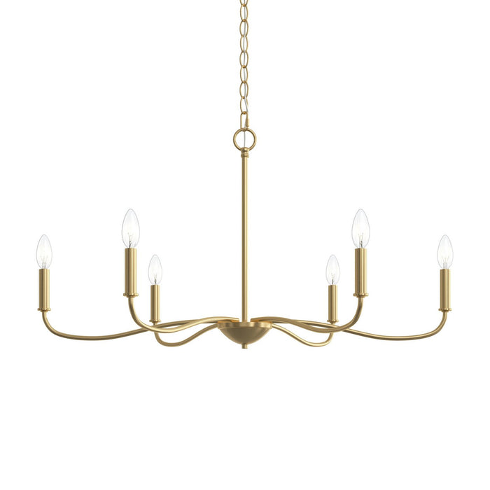 Progress Lighting - P400463-191 - Six Light Chandelier - Ilia - Brushed Gold