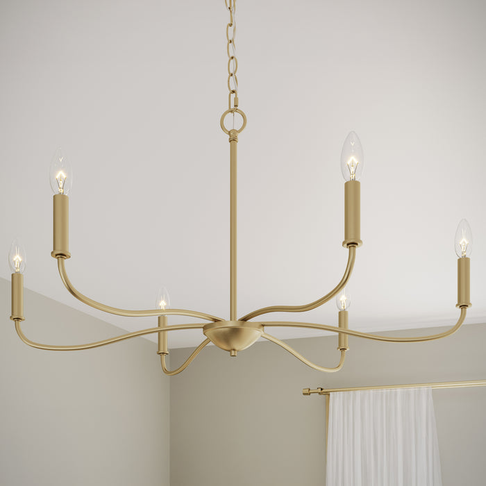Progress Lighting - P400463-191 - Six Light Chandelier - Ilia - Brushed Gold