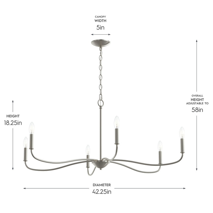 Progress Lighting - P400464-009 - Six Light Chandelier - Ilia - Brushed Nickel