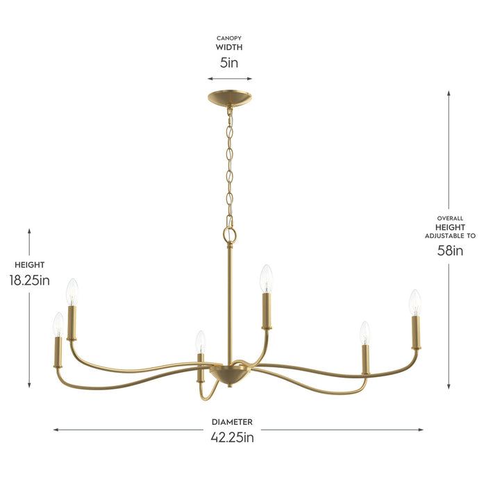 Progress Lighting - P400464-191 - Six Light Chandelier - Ilia - Brushed Gold
