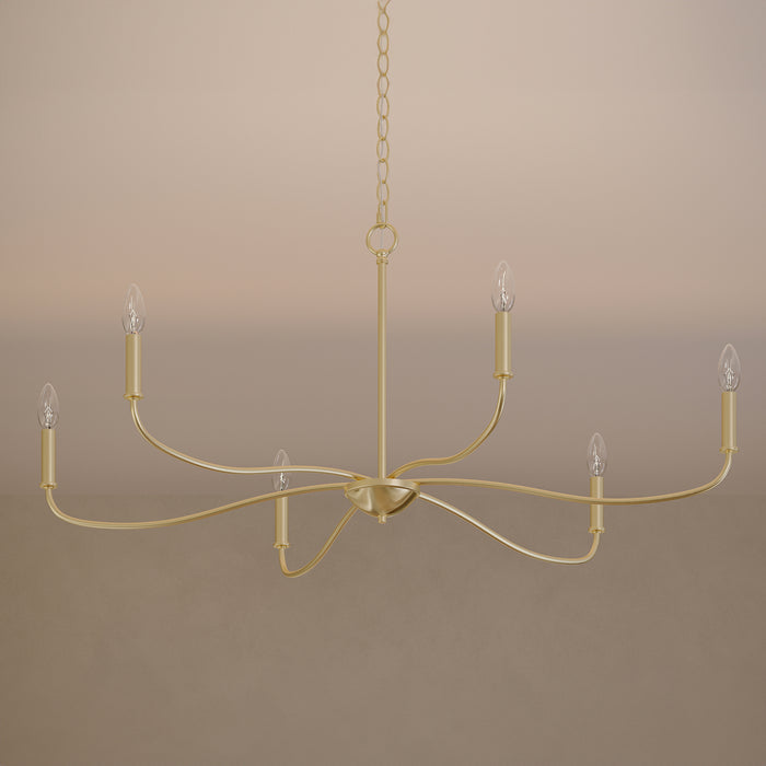 Progress Lighting - P400464-191 - Six Light Chandelier - Ilia - Brushed Gold