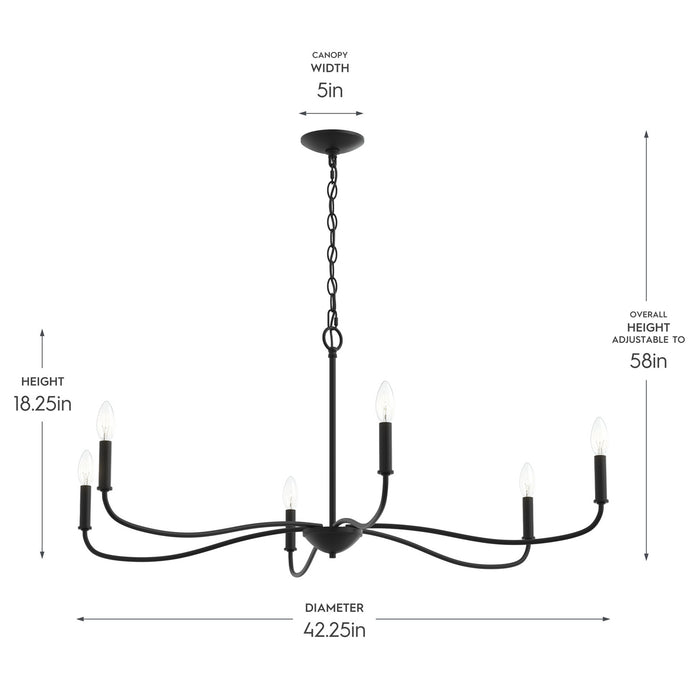 Progress Lighting - P400464-31M - Six Light Chandelier - Ilia - Matte Black