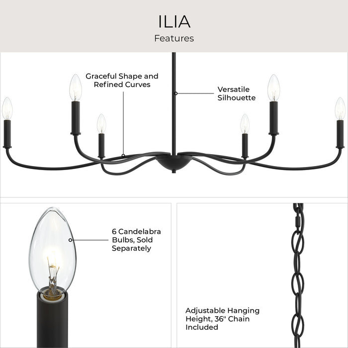Progress Lighting - P400464-31M - Six Light Chandelier - Ilia - Matte Black