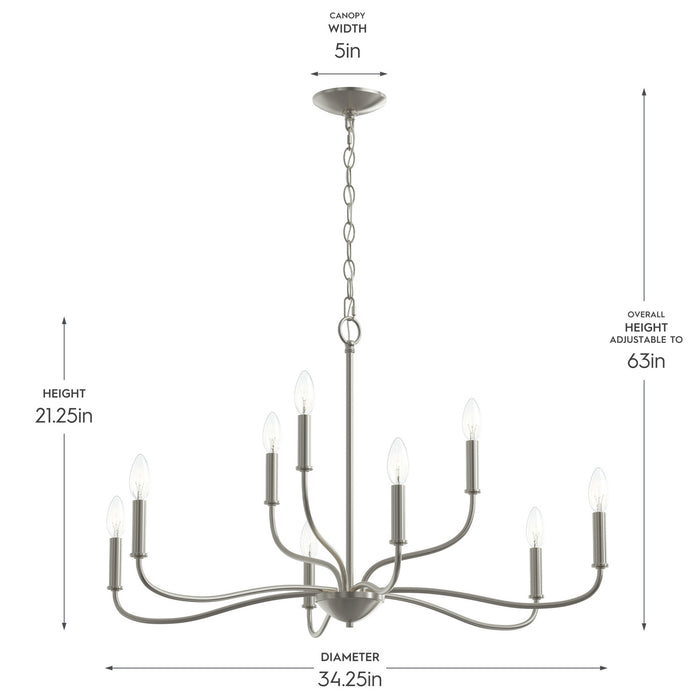 Progress Lighting - P400465-009 - Nine Light Chandelier - Ilia - Brushed Nickel
