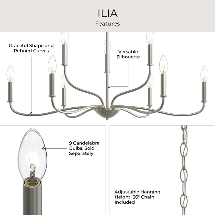 Progress Lighting - P400465-009 - Nine Light Chandelier - Ilia - Brushed Nickel