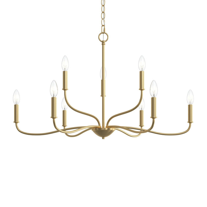 Progress Lighting - P400465-191 - Nine Light Chandelier - Ilia - Brushed Gold