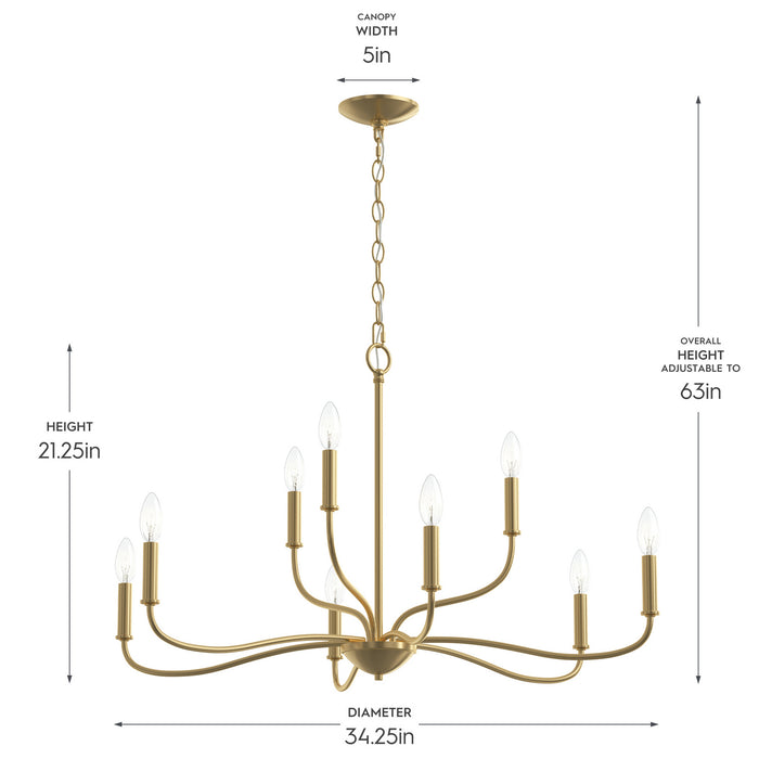 Progress Lighting - P400465-191 - Nine Light Chandelier - Ilia - Brushed Gold