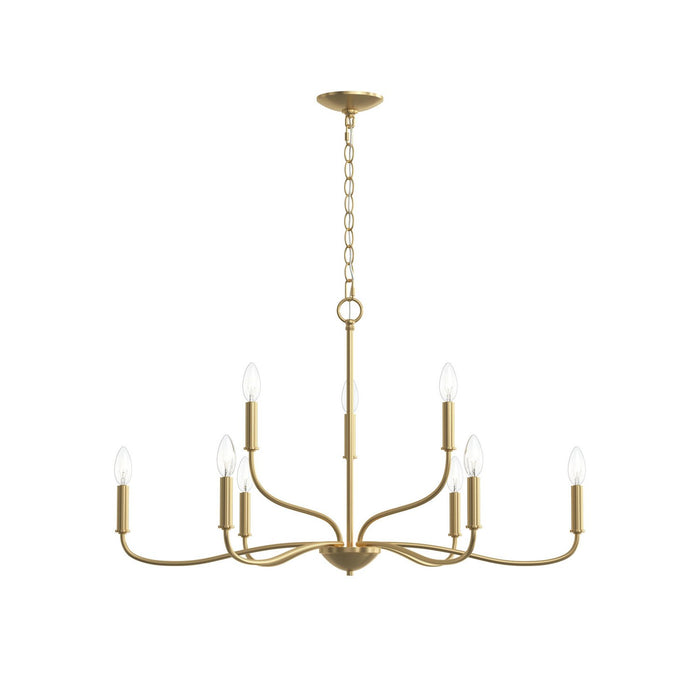 Progress Lighting - P400465-191 - Nine Light Chandelier - Ilia - Brushed Gold