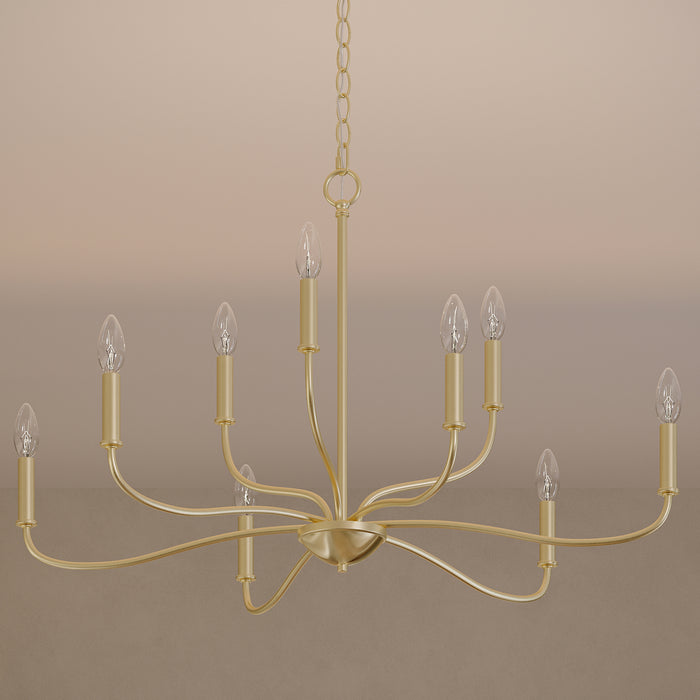 Progress Lighting - P400465-191 - Nine Light Chandelier - Ilia - Brushed Gold