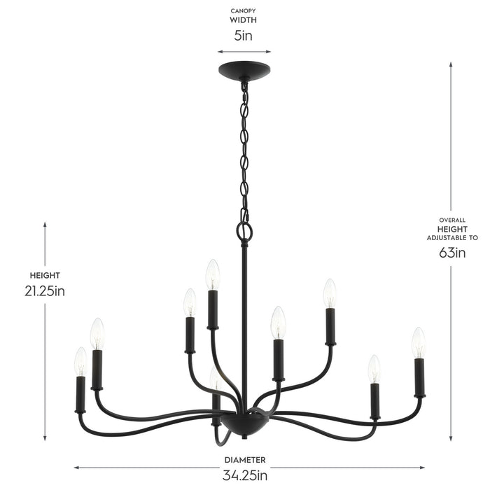 Progress Lighting - P400465-31M - Nine Light Chandelier - Ilia - Matte Black