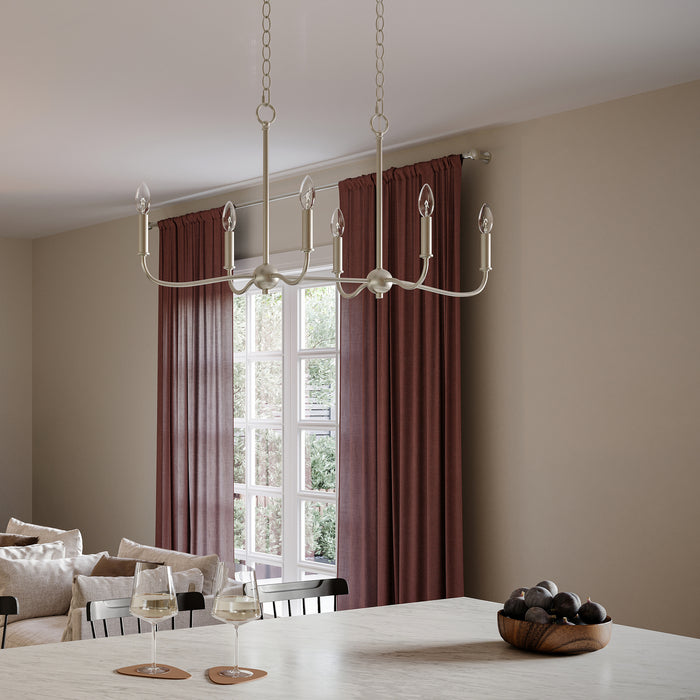 Progress Lighting - P400466-009 - Six Light Linear Chandelier - Ilia - Brushed Nickel