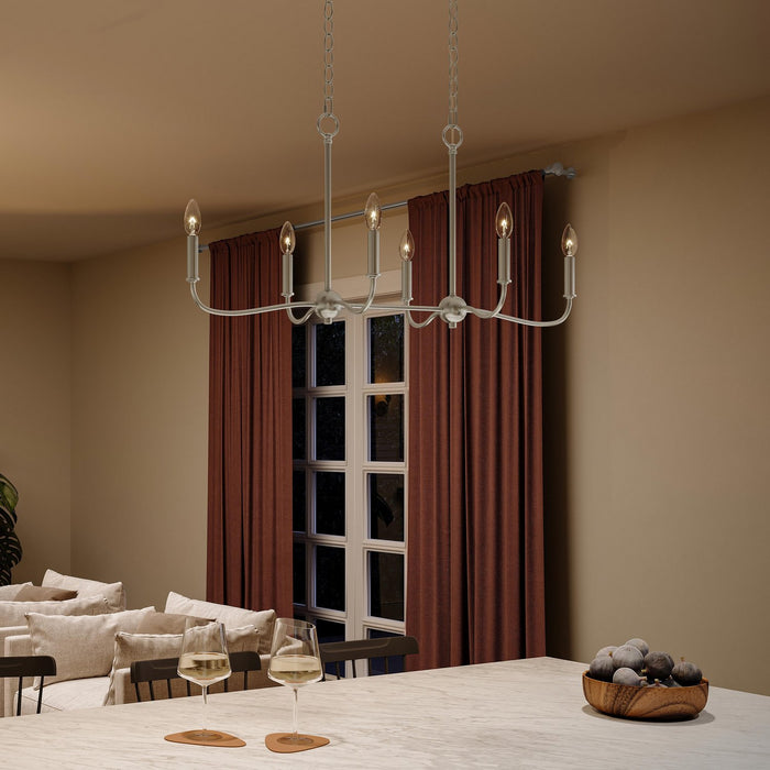 Progress Lighting - P400466-009 - Six Light Linear Chandelier - Ilia - Brushed Nickel