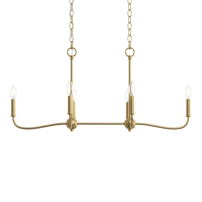 Progress Lighting - P400466-191 - Six Light Linear Chandelier - Ilia - Brushed Gold