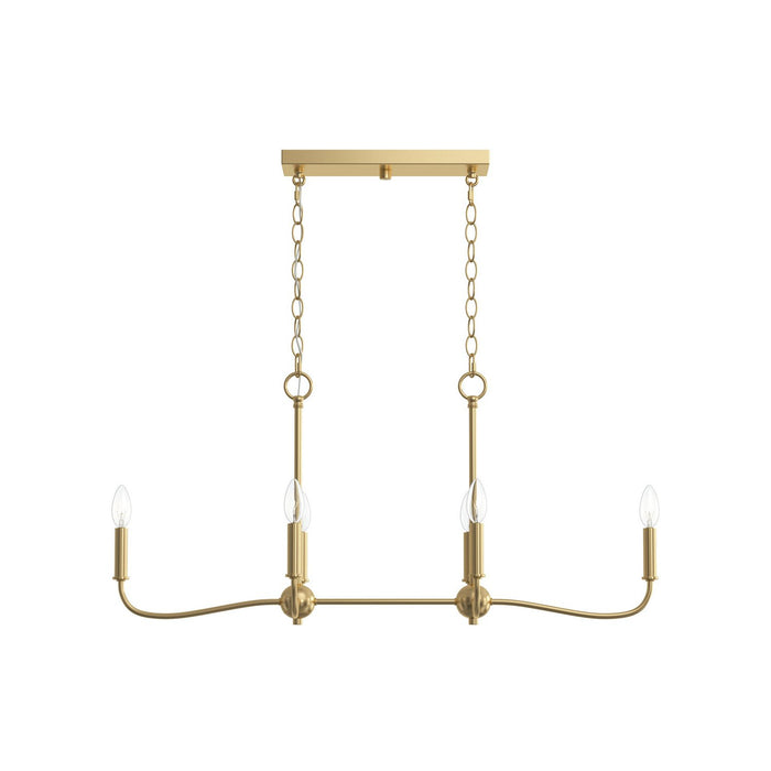 Progress Lighting - P400466-191 - Six Light Linear Chandelier - Ilia - Brushed Gold