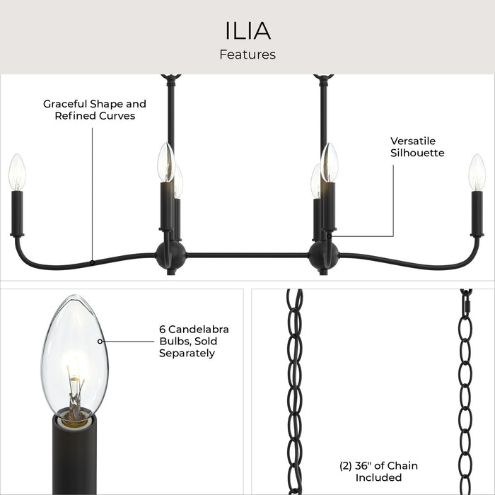Progress Lighting - P400466-31M - Six Light Linear Chandelier - Ilia - Matte Black