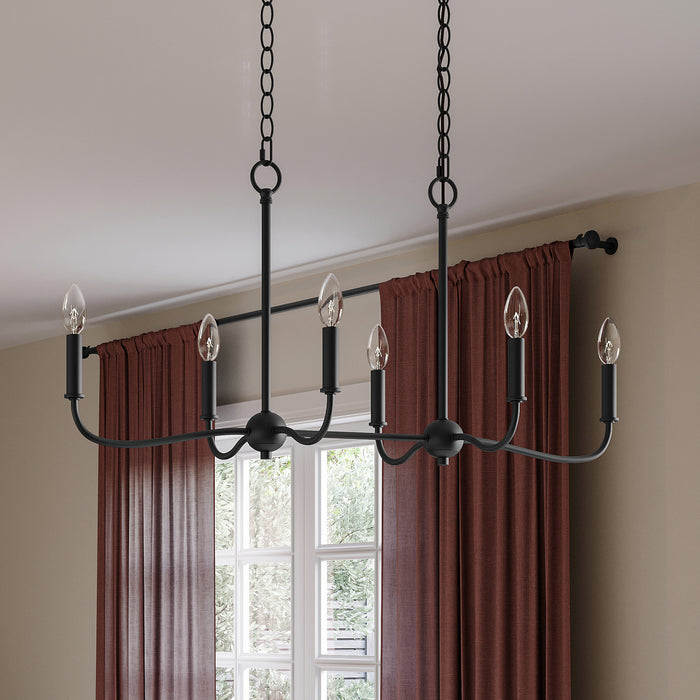 Progress Lighting - P400466-31M - Six Light Linear Chandelier - Ilia - Matte Black