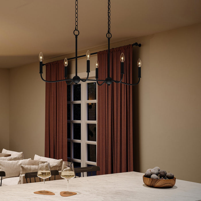 Progress Lighting - P400466-31M - Six Light Linear Chandelier - Ilia - Matte Black