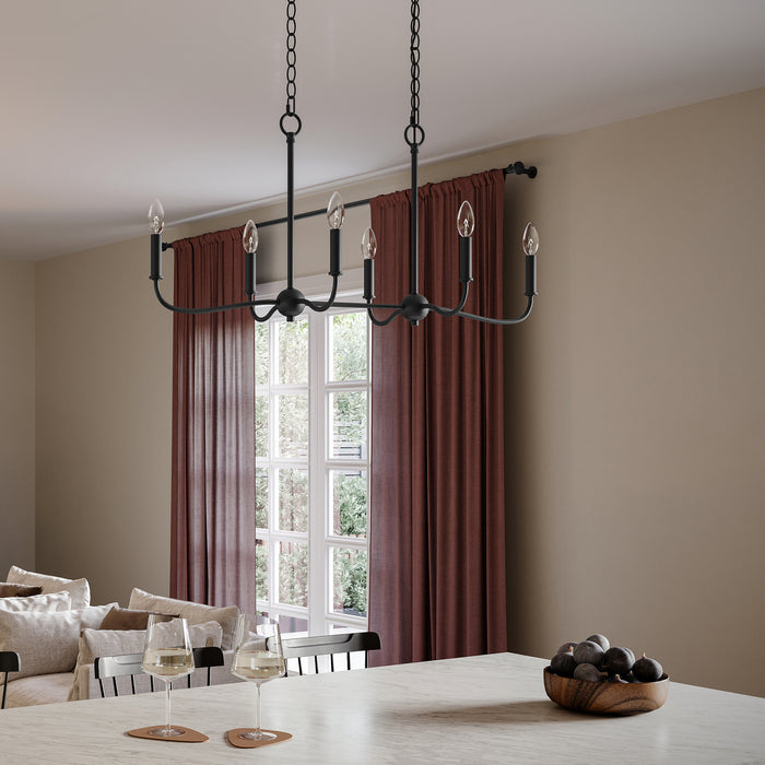 Progress Lighting - P400466-31M - Six Light Linear Chandelier - Ilia - Matte Black