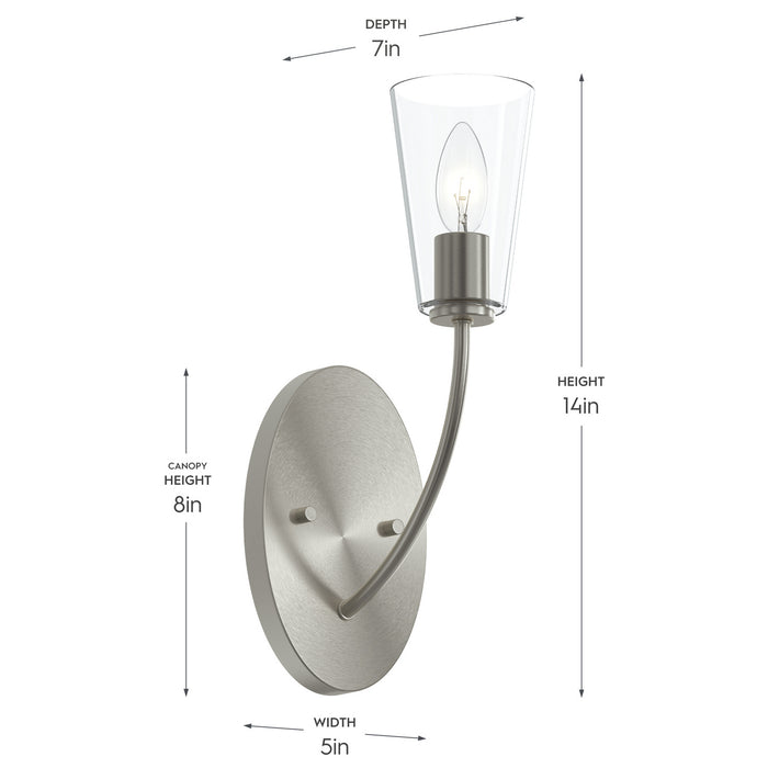 Progress Lighting - P710154-009 - One Light Wall Sconce - Jheni - Brushed Nickel
