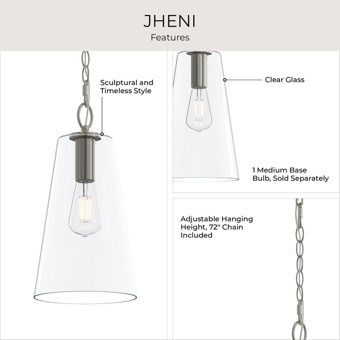 Progress Lighting - P500511-009 - One Light Pendant - Jheni - Brushed Nickel
