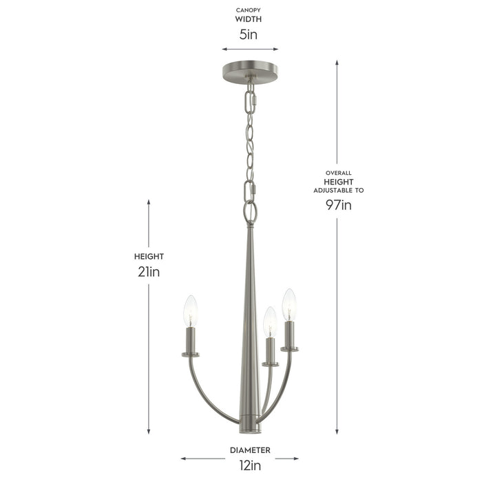 Progress Lighting - P400457-009 - Three Light Chandelier - Jheni - Brushed Nickel