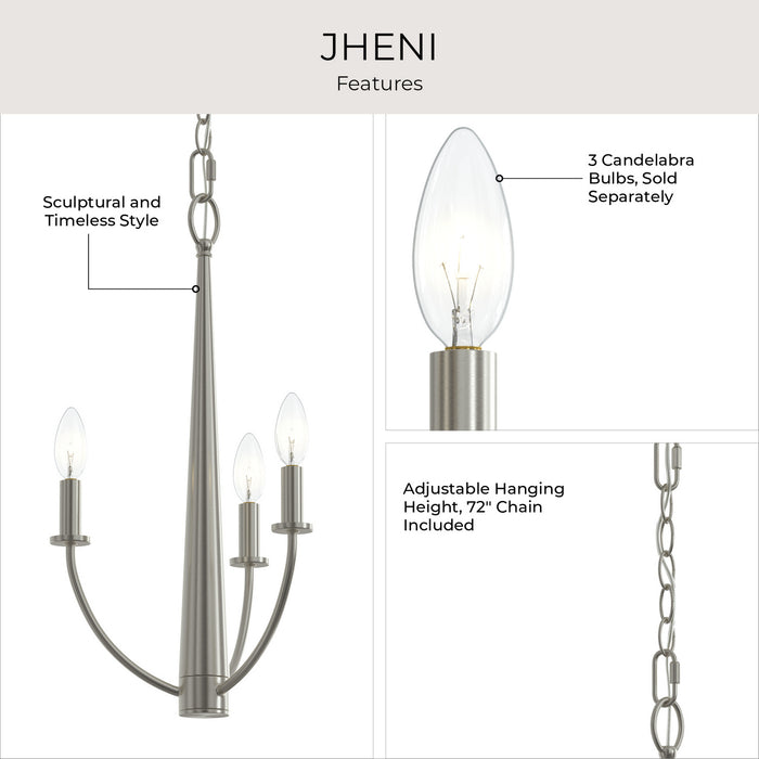 Progress Lighting - P400457-009 - Three Light Chandelier - Jheni - Brushed Nickel