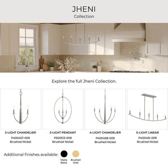 Progress Lighting - P400457-009 - Three Light Chandelier - Jheni - Brushed Nickel