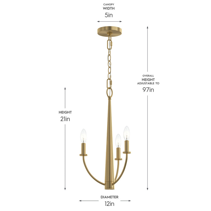 Progress Lighting - P400457-191 - Three Light Chandelier - Jheni - Brushed Gold