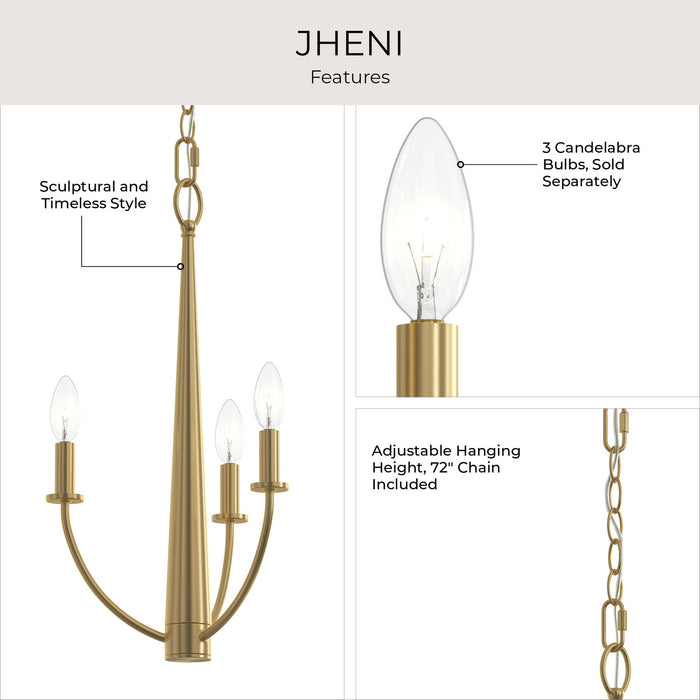 Progress Lighting - P400457-191 - Three Light Chandelier - Jheni - Brushed Gold