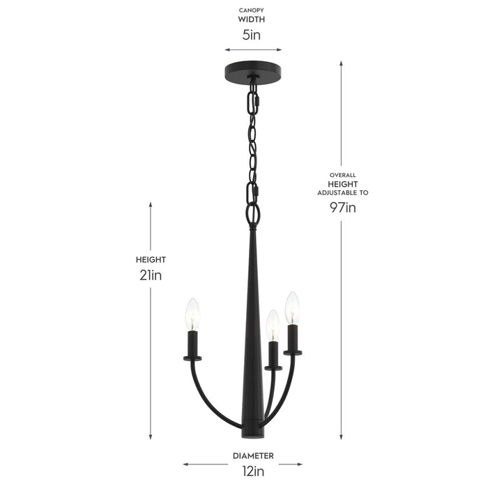Progress Lighting - P400457-31M - Three Light Chandelier - Jheni - Matte Black