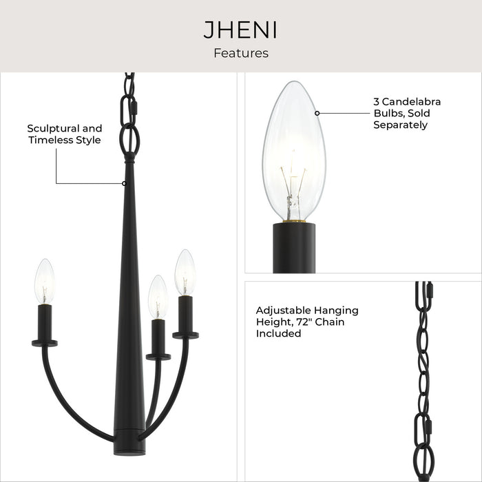 Progress Lighting - P400457-31M - Three Light Chandelier - Jheni - Matte Black