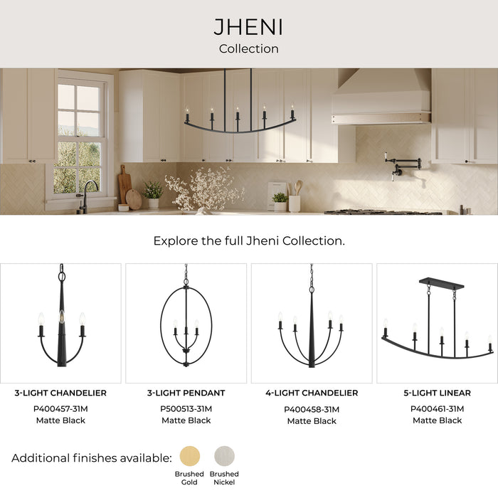 Progress Lighting - P400457-31M - Three Light Chandelier - Jheni - Matte Black