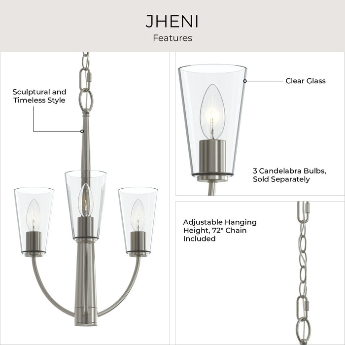 Progress Lighting - P400452-009 - Three Light Chandelier - Jheni - Brushed Nickel