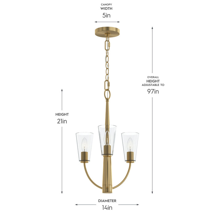 Progress Lighting - P400452-191 - Three Light Chandelier - Jheni - Brushed Gold