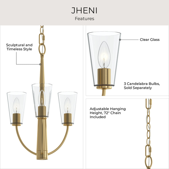 Progress Lighting - P400452-191 - Three Light Chandelier - Jheni - Brushed Gold
