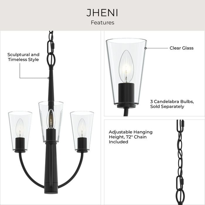 Progress Lighting - P400452-31M - Three Light Chandelier - Jheni - Matte Black