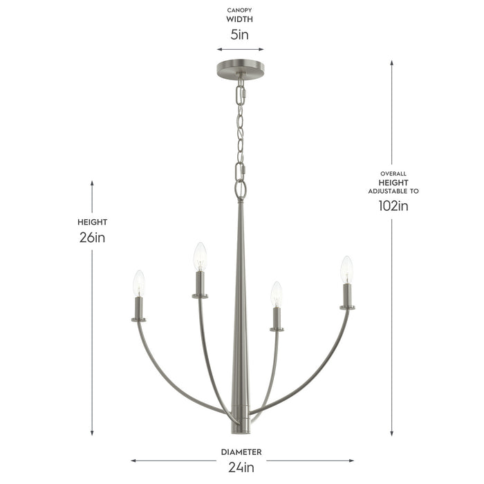 Progress Lighting - P400458-009 - Four Light Chandelier - Jheni - Brushed Nickel